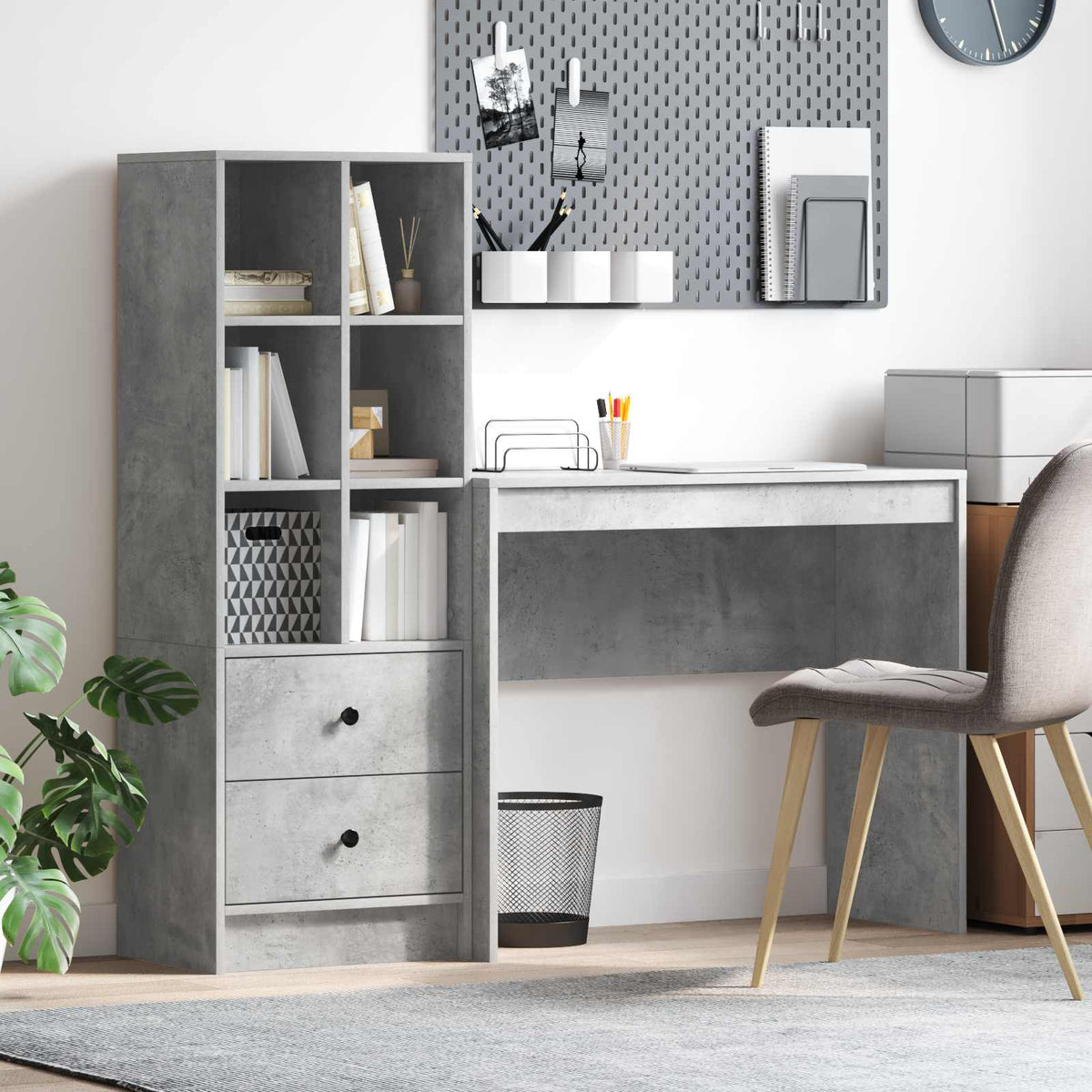 Bureau Gris béton 135,5 x 40 x 127 cm 2 pc - XIOS
