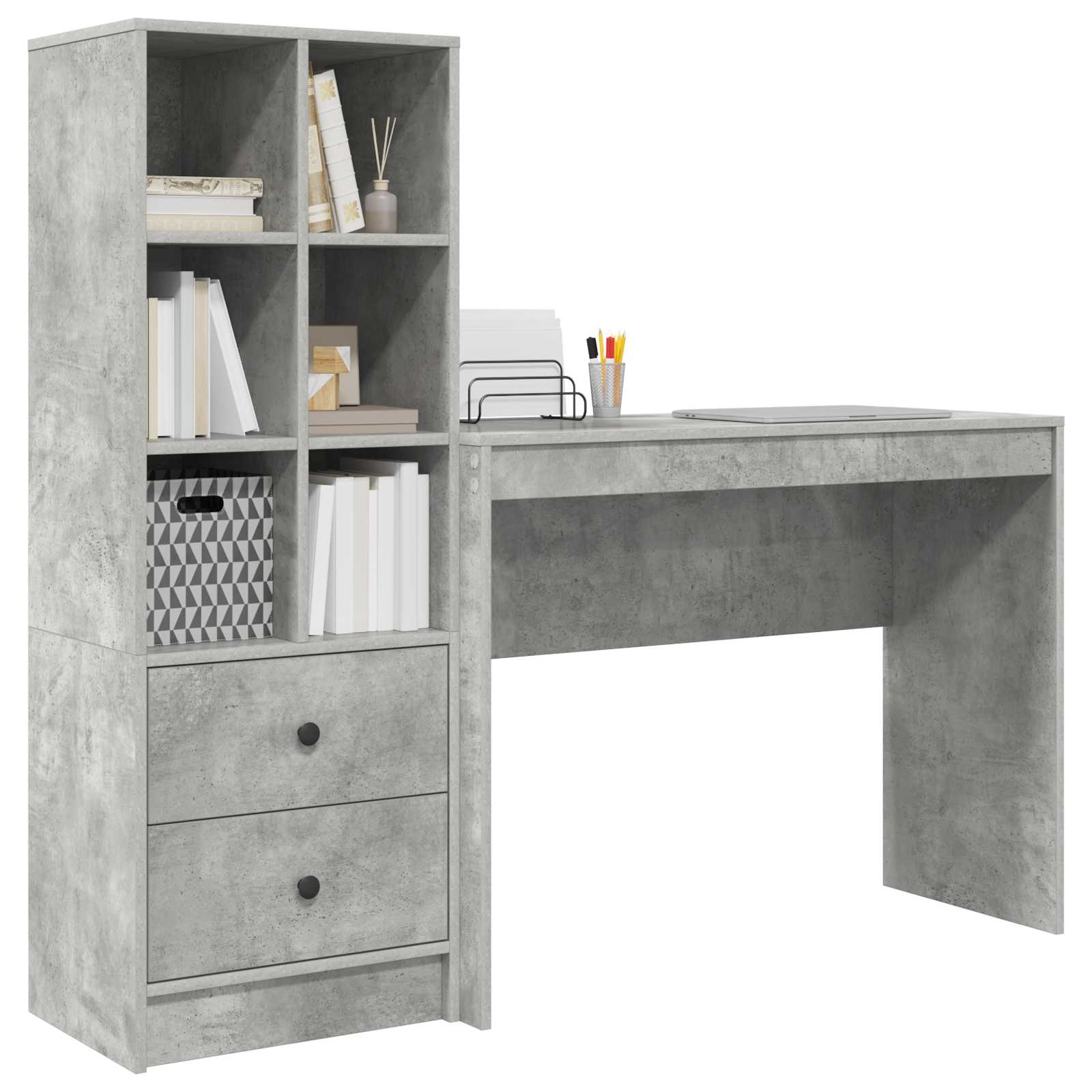 Bureau Gris béton 145,5 x 40 x 127 cm 2 pc - XIOS