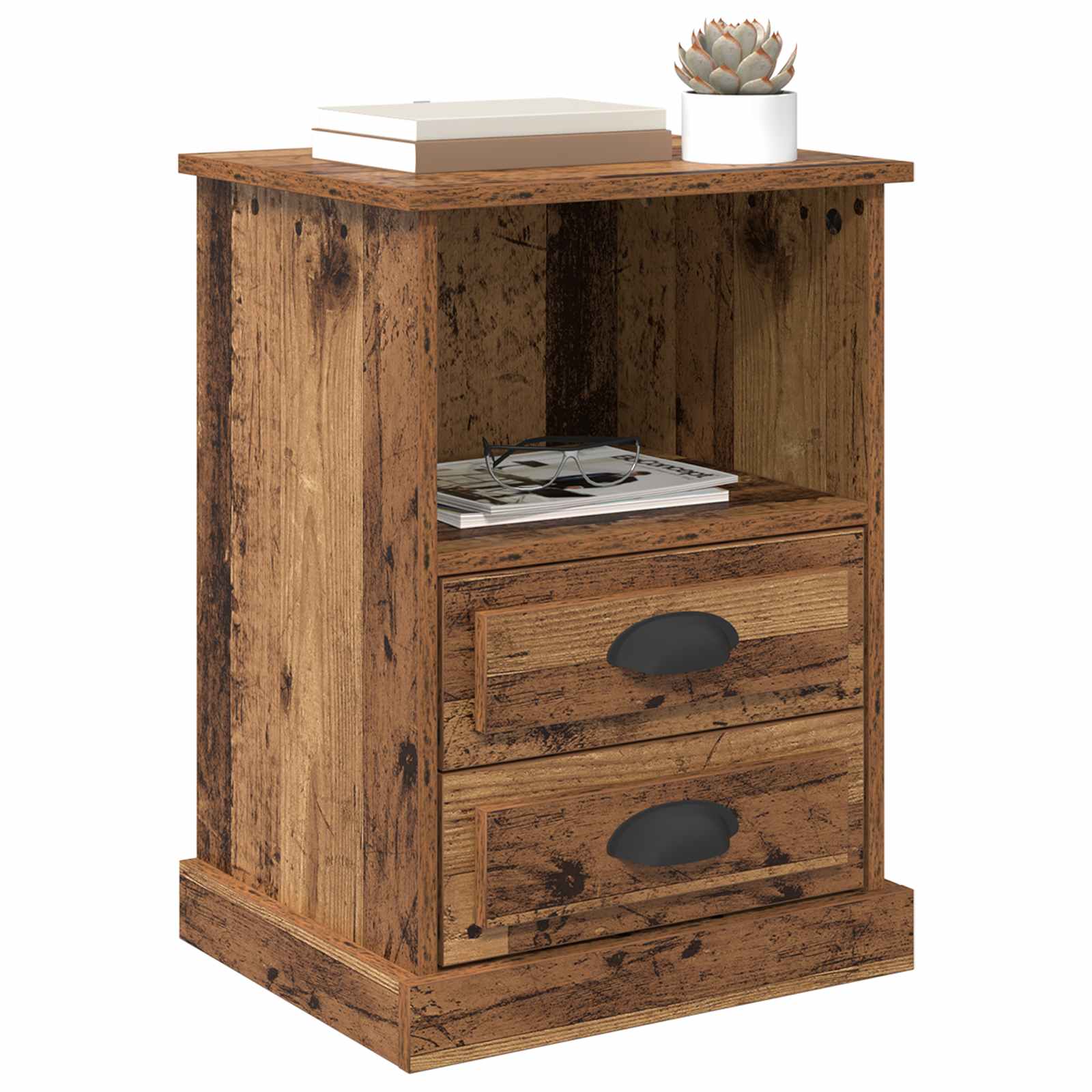 Cabinet de chevet 2 pc Bois ancien 36 x 43 x 60 cm - XIOS
