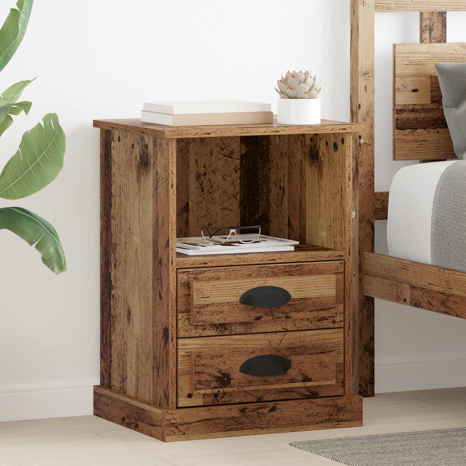 Cabinet de chevet 2 pc Bois ancien 36 x 43 x 60 cm - XIOS