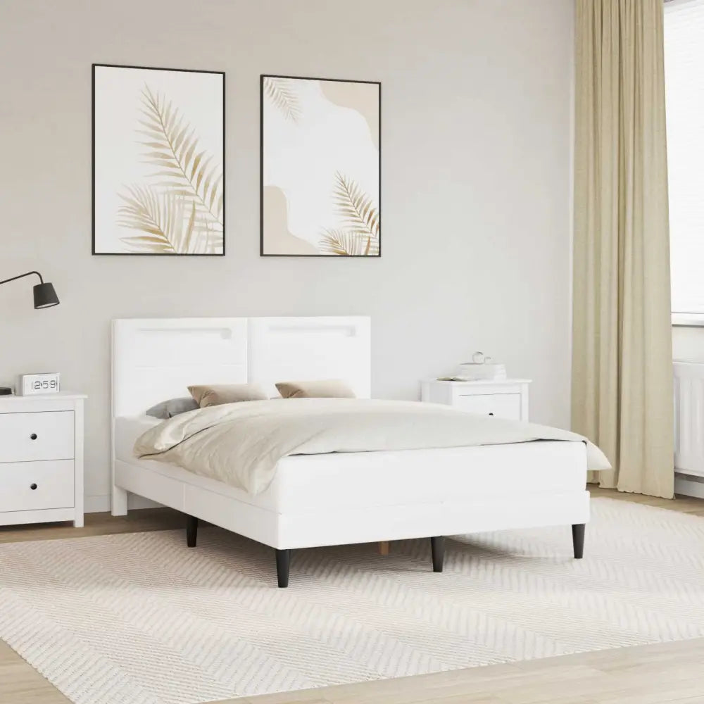 Cadre de lit avec bandes LED Blanc 140 x 190 cm Simili cuir - XIOS