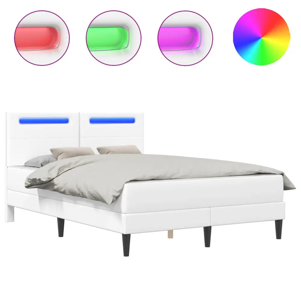 Cadre de lit avec bandes LED Blanc 140 x 190 cm Simili cuir - XIOS