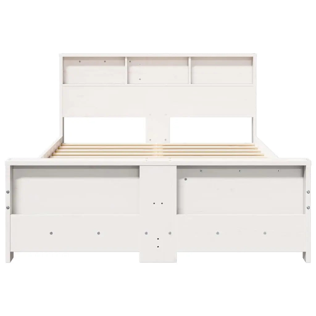 Cadre de lit avec étagère Blanc 135 x 190 cm Pin massif - XIOS