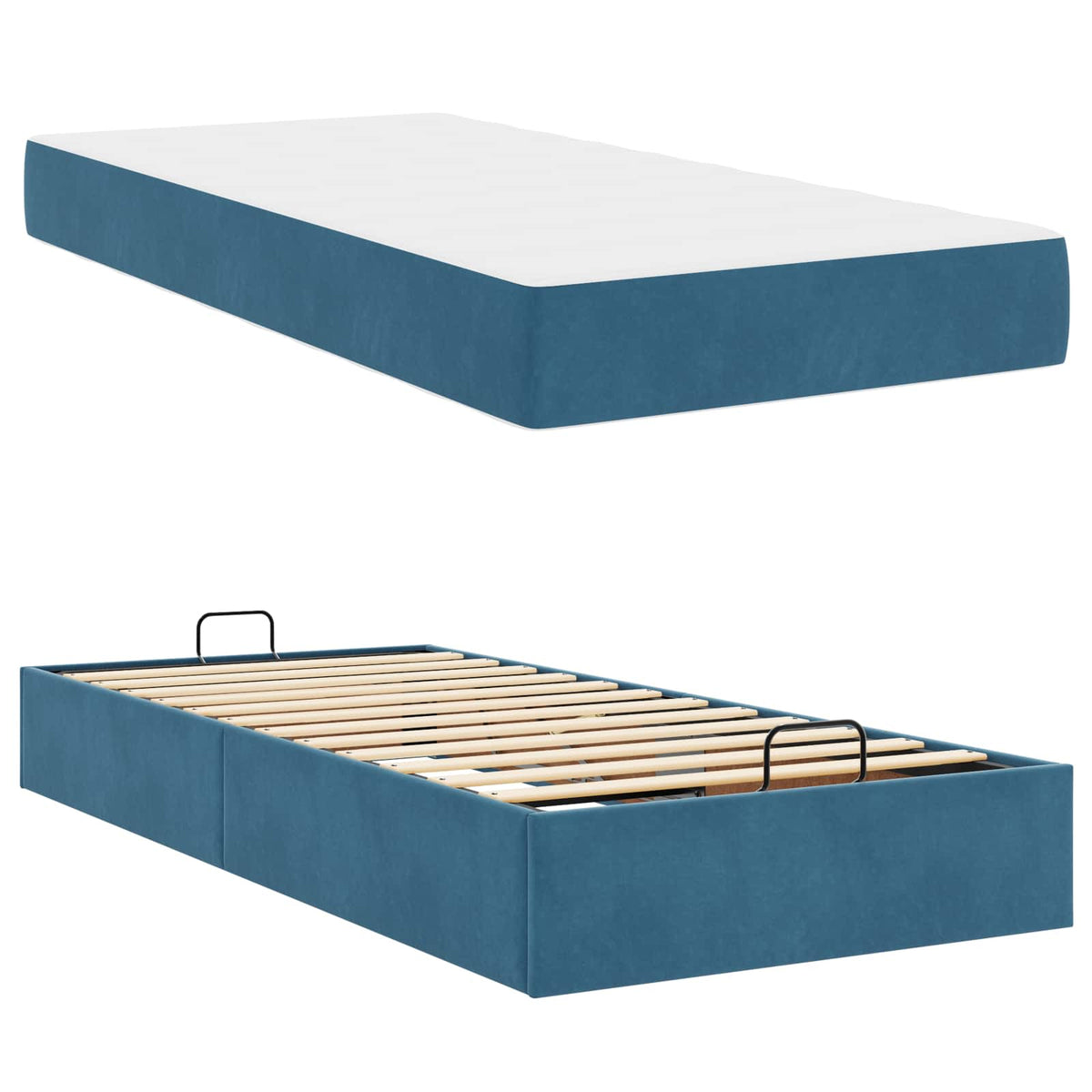Cadre de lit avec matelas 2 pc Bleu Velours - XIOS