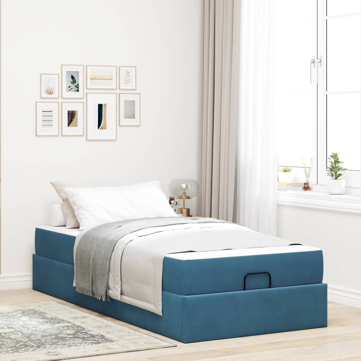 Cadre de lit avec matelas 2 pc Bleu Velours - XIOS