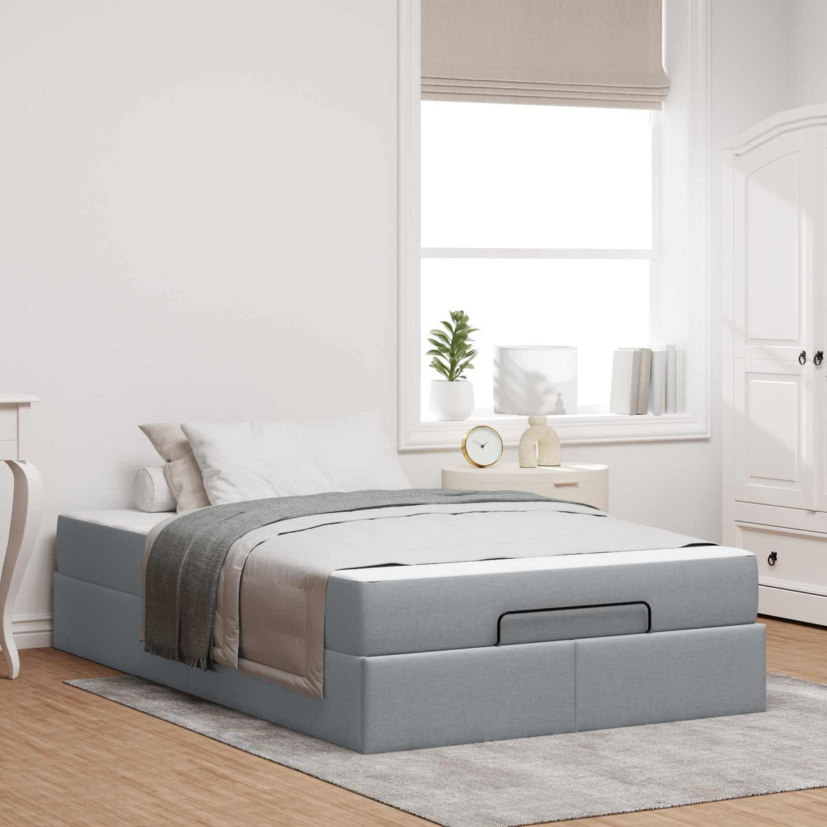 Cadre de lit avec matelas 2 pc Gris clair tissu - XIOS