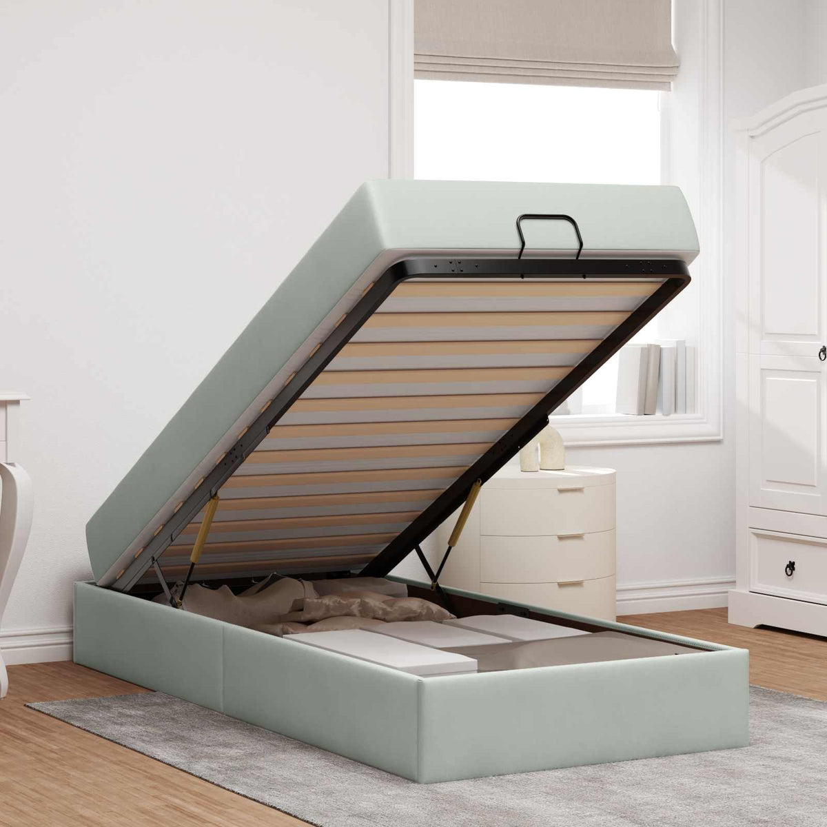 Cadre de lit avec matelas 2 pc Gris clair Velours - XIOS