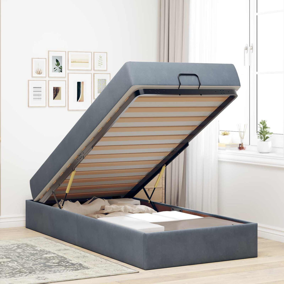 Cadre de lit avec matelas 2 pc Gris Foncé Velours - XIOS