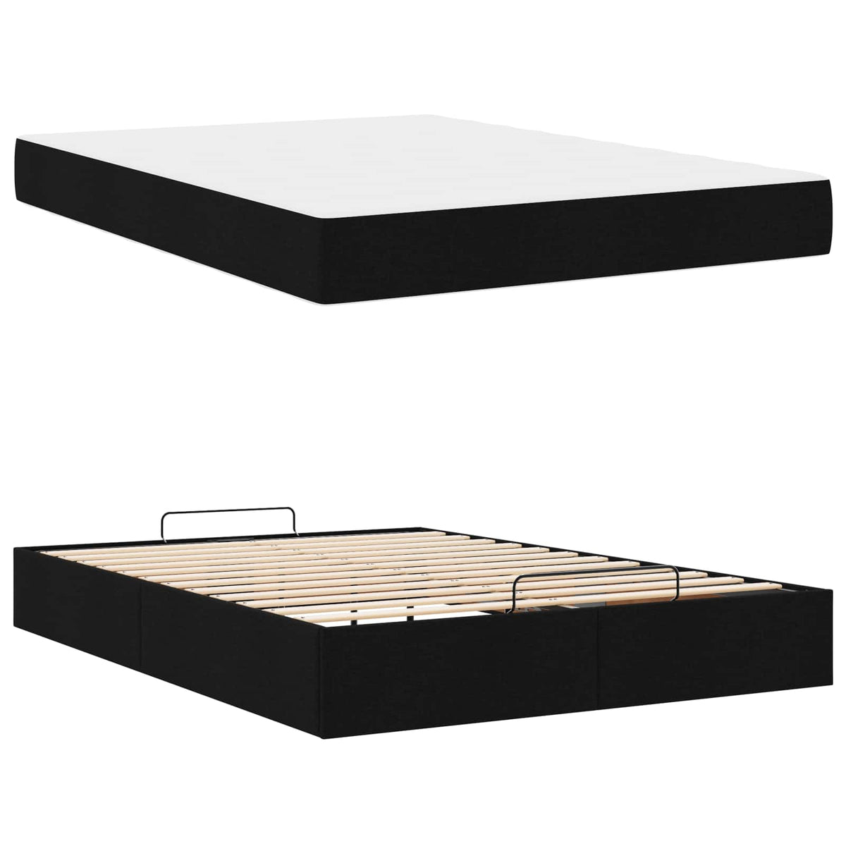 Cadre de lit avec matelas 2 pc Noir tissu - XIOS