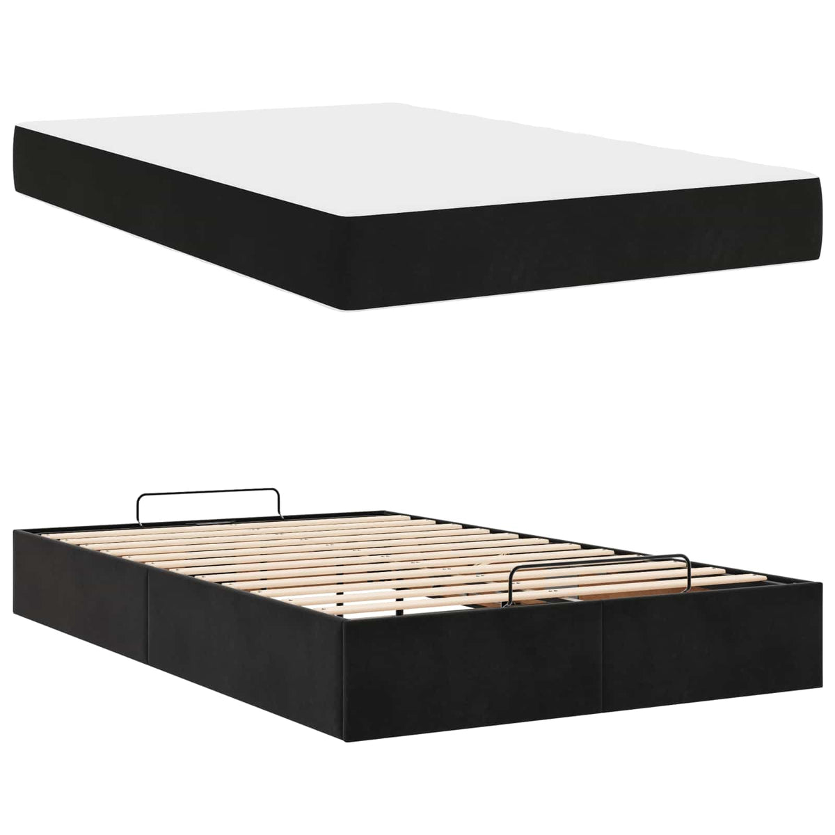 Cadre de lit avec matelas 2 pc Noir Velours - XIOS