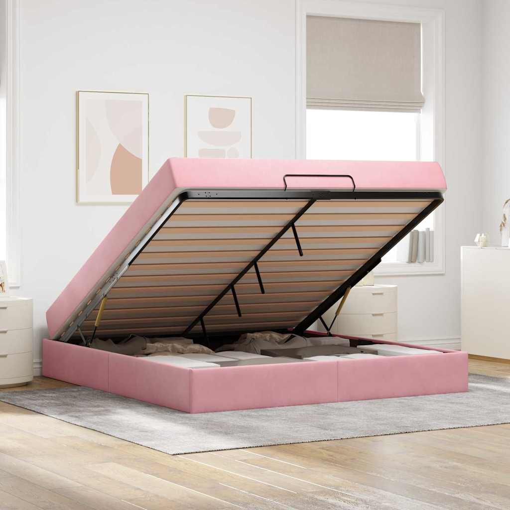 Cadre de lit avec matelas 2 pc Rose Velours - XIOS