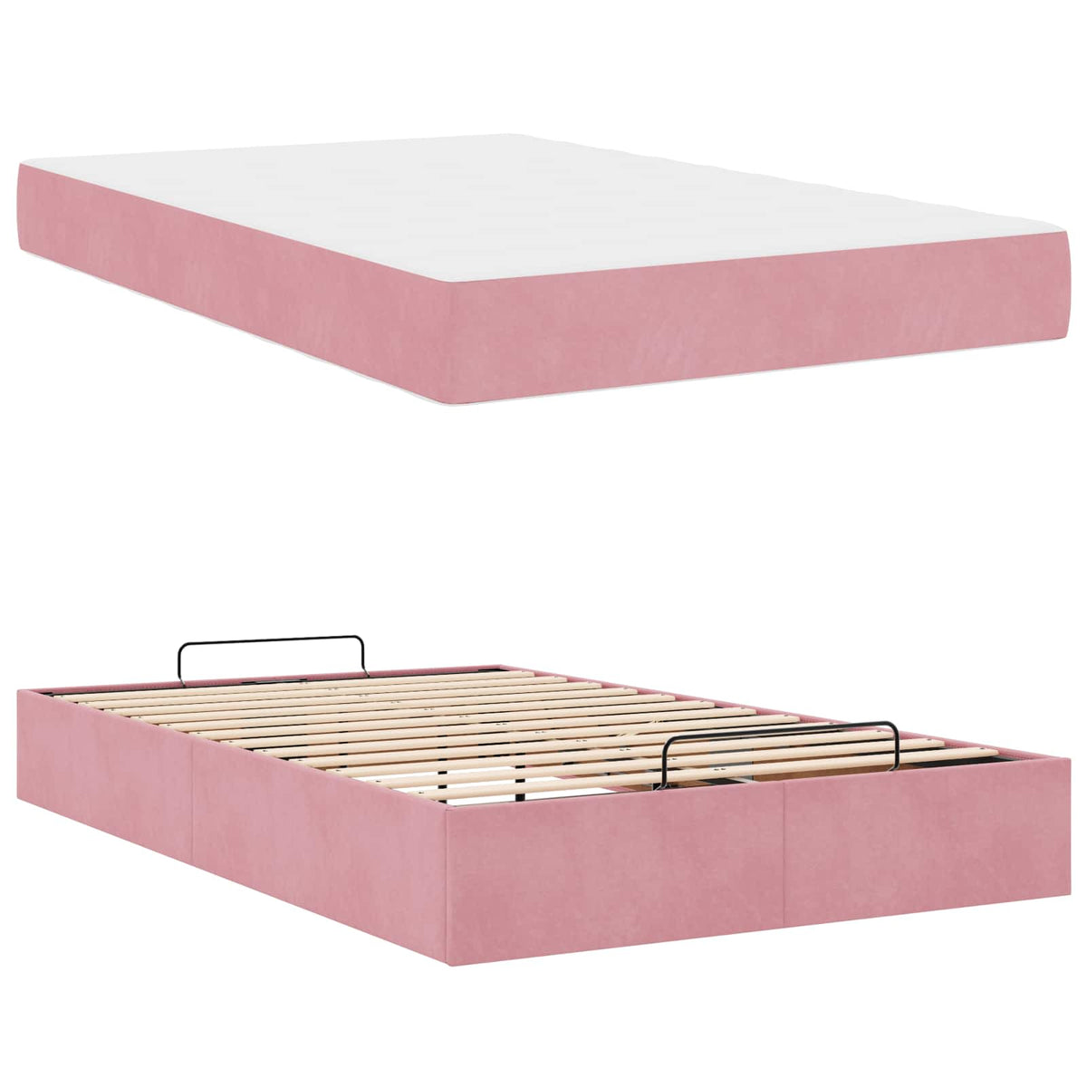 Cadre de lit avec matelas 2 pc Rose Velours - XIOS