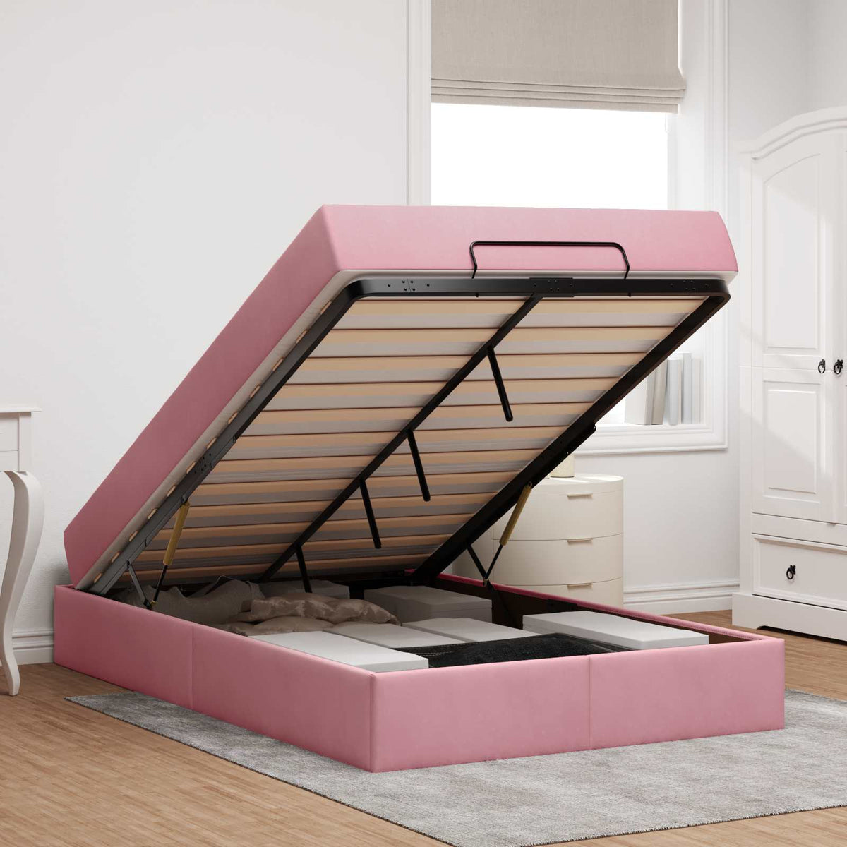 Cadre de lit avec matelas 2 pc Rose Velours - XIOS