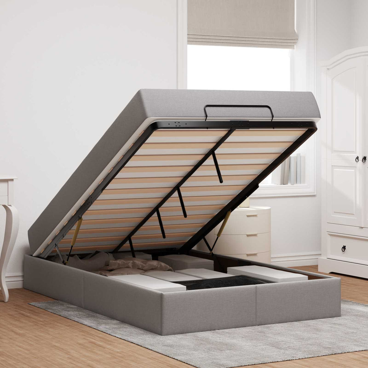 Cadre de lit avec matelas 2 pc Taupe tissu - XIOS