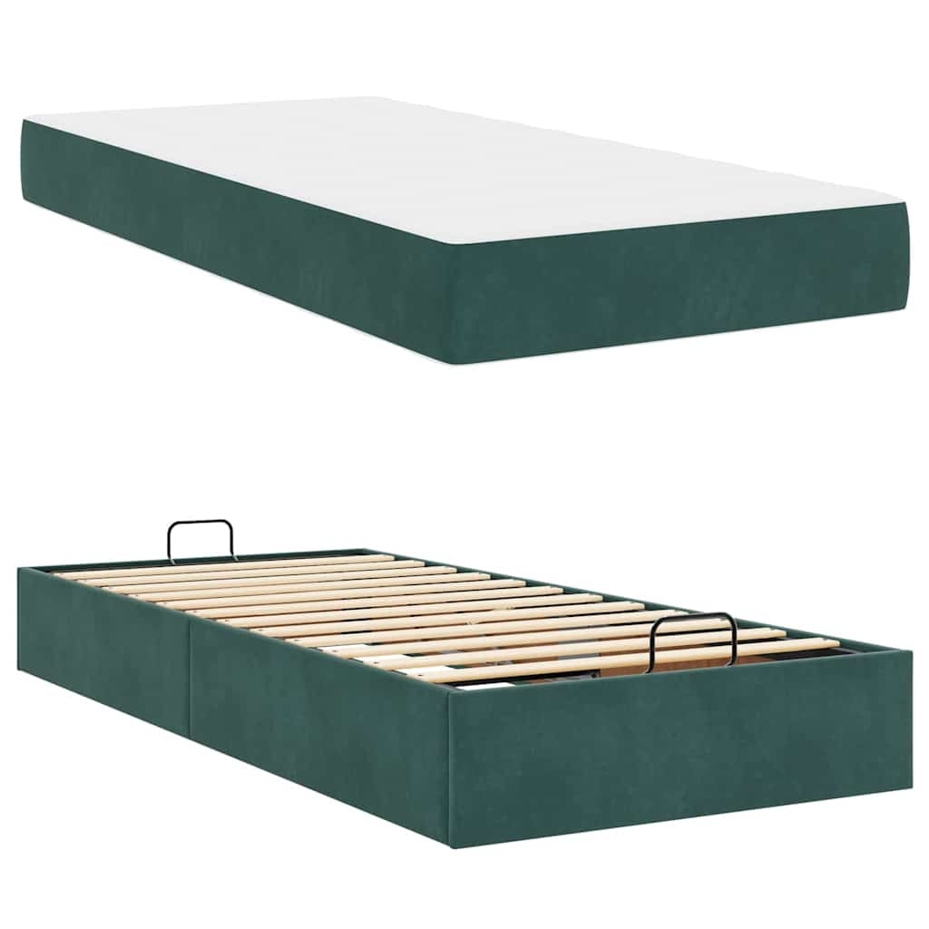 Cadre de lit avec matelas 2 pc Vert Velours - XIOS