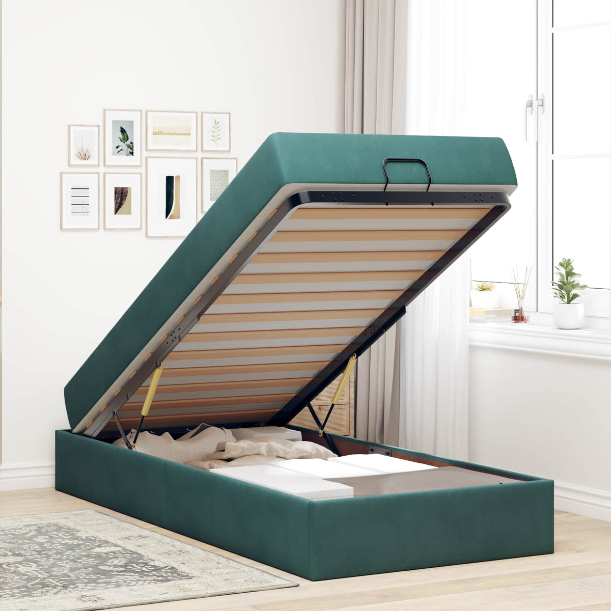 Cadre de lit avec matelas 2 pc Vert Velours - XIOS