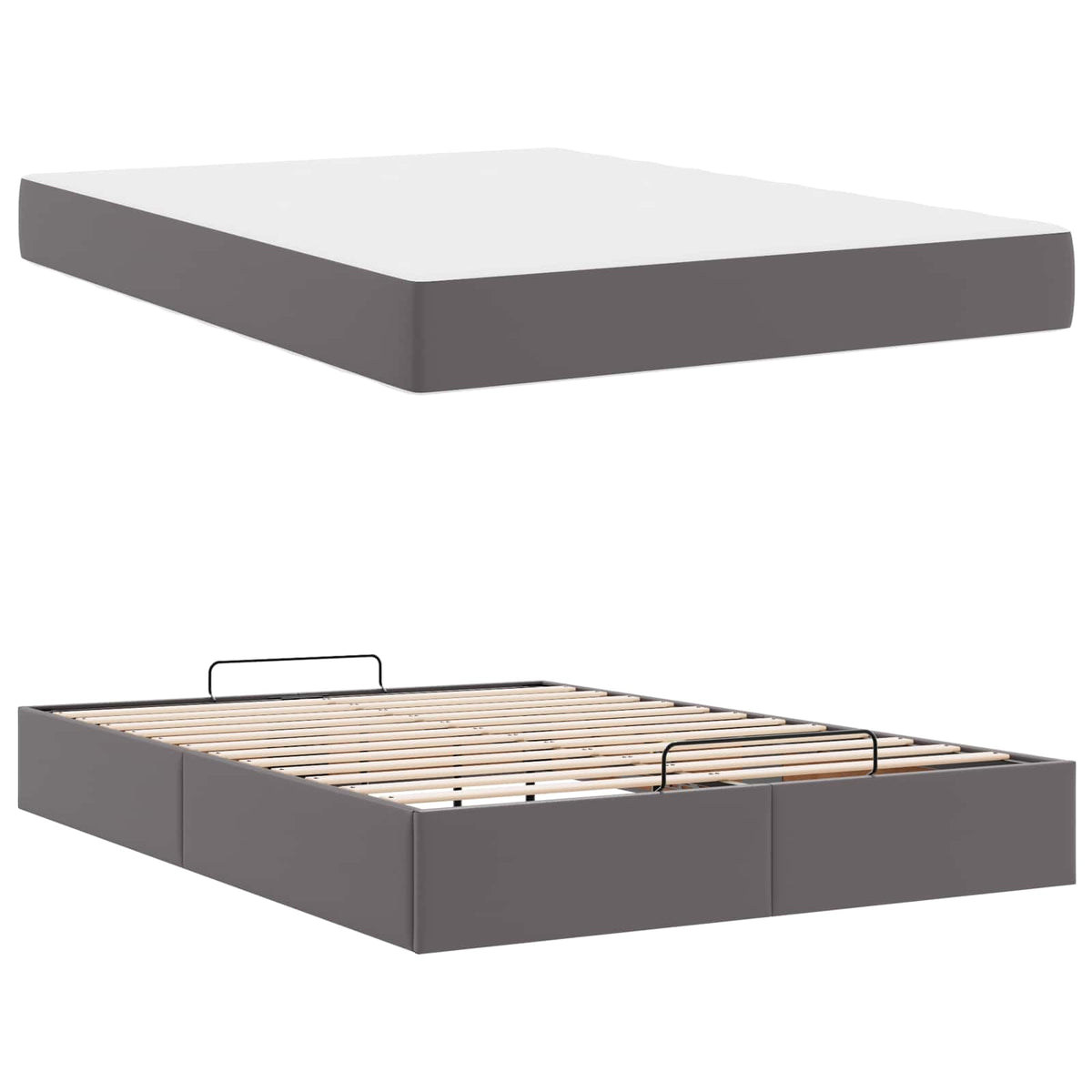 Cadre de lit avec matelas Autre 2 pc Gris PVC - XIOS