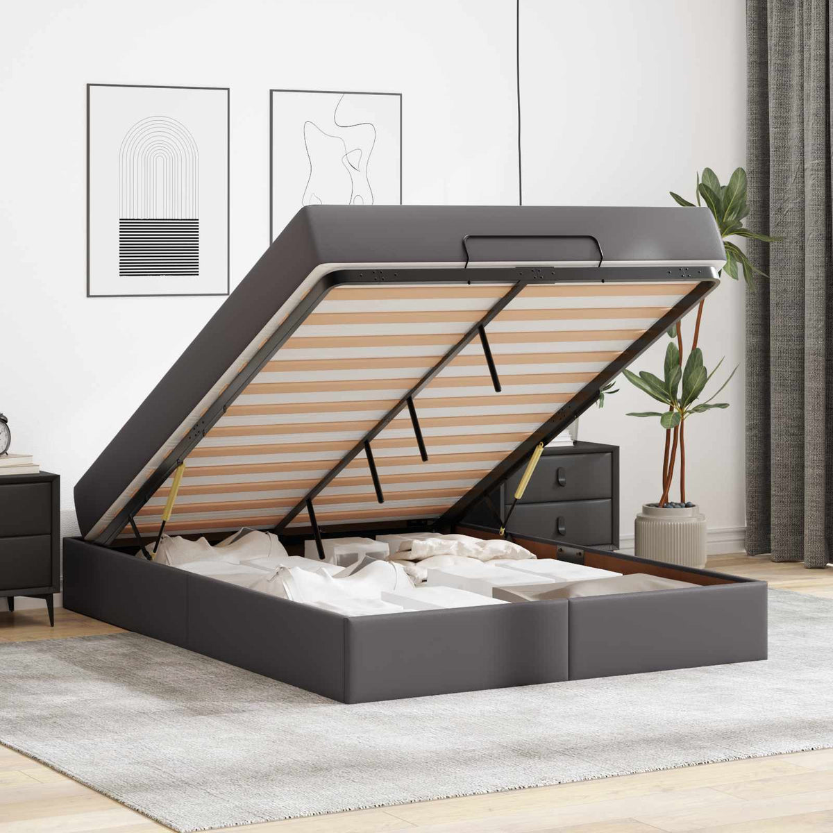Cadre de lit avec matelas Autre 2 pc Gris PVC - XIOS