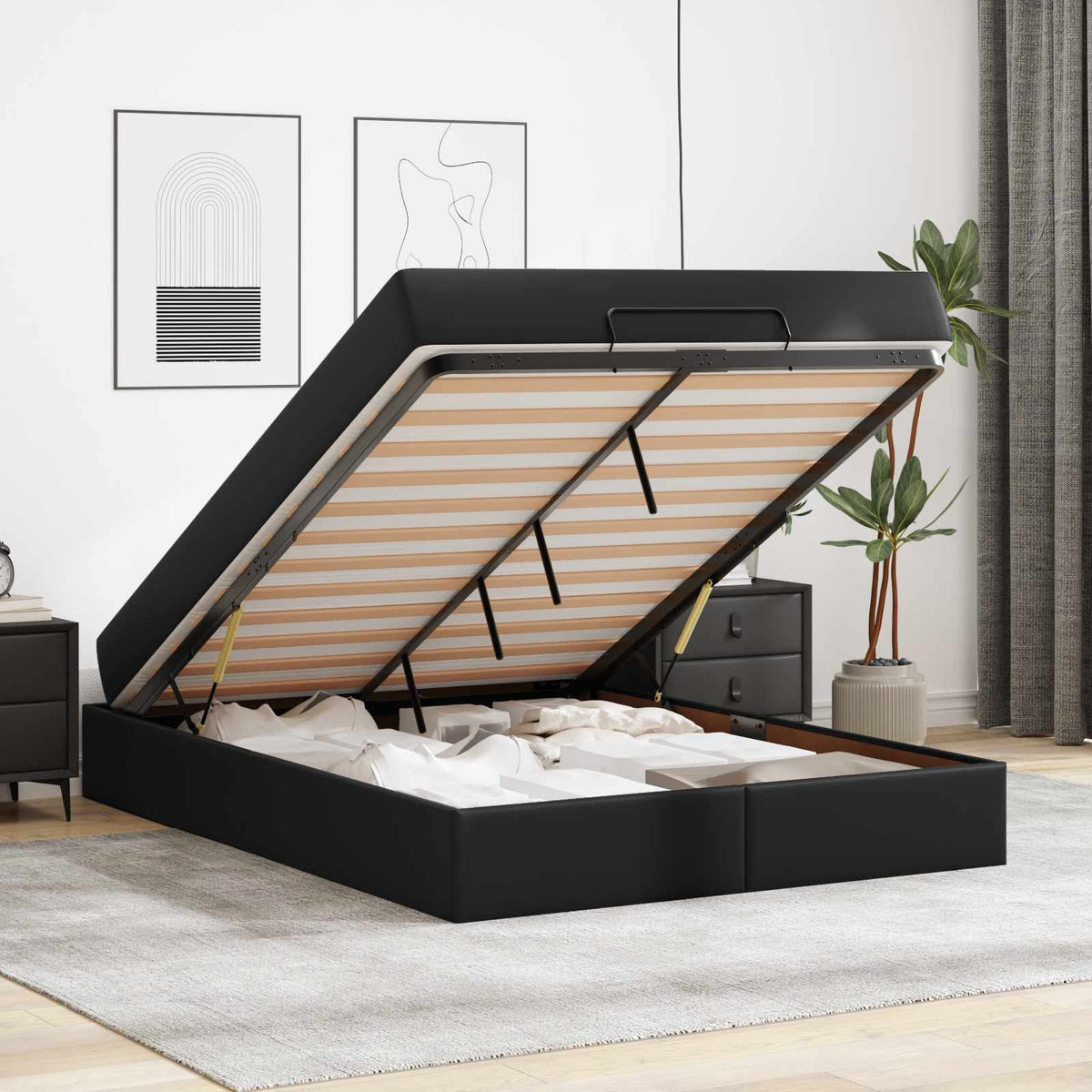 Cadre de lit avec matelas Autre 2 pc Noir PVC - XIOS