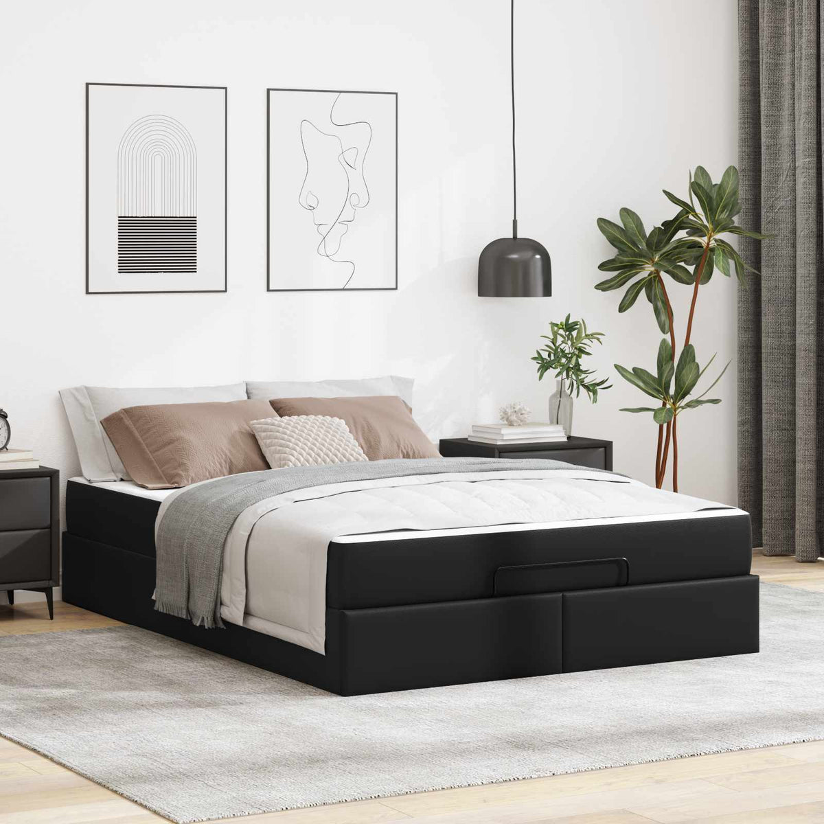 Cadre de lit avec matelas Autre 2 pc Noir PVC - XIOS