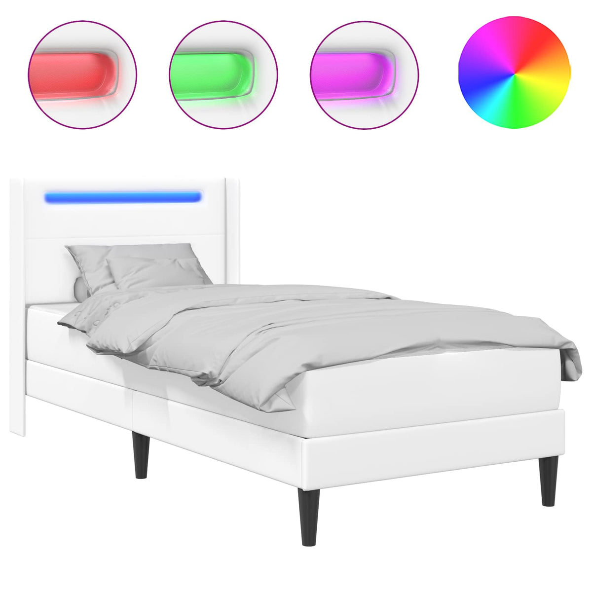 Cadre de lit avec matelas Blanc 100 x 200 cm Simili cuir - XIOS