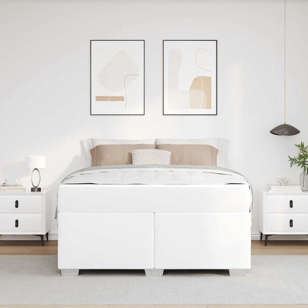 Cadre de lit avec matelas Blanc 140 x 200 cm tissu - XIOS