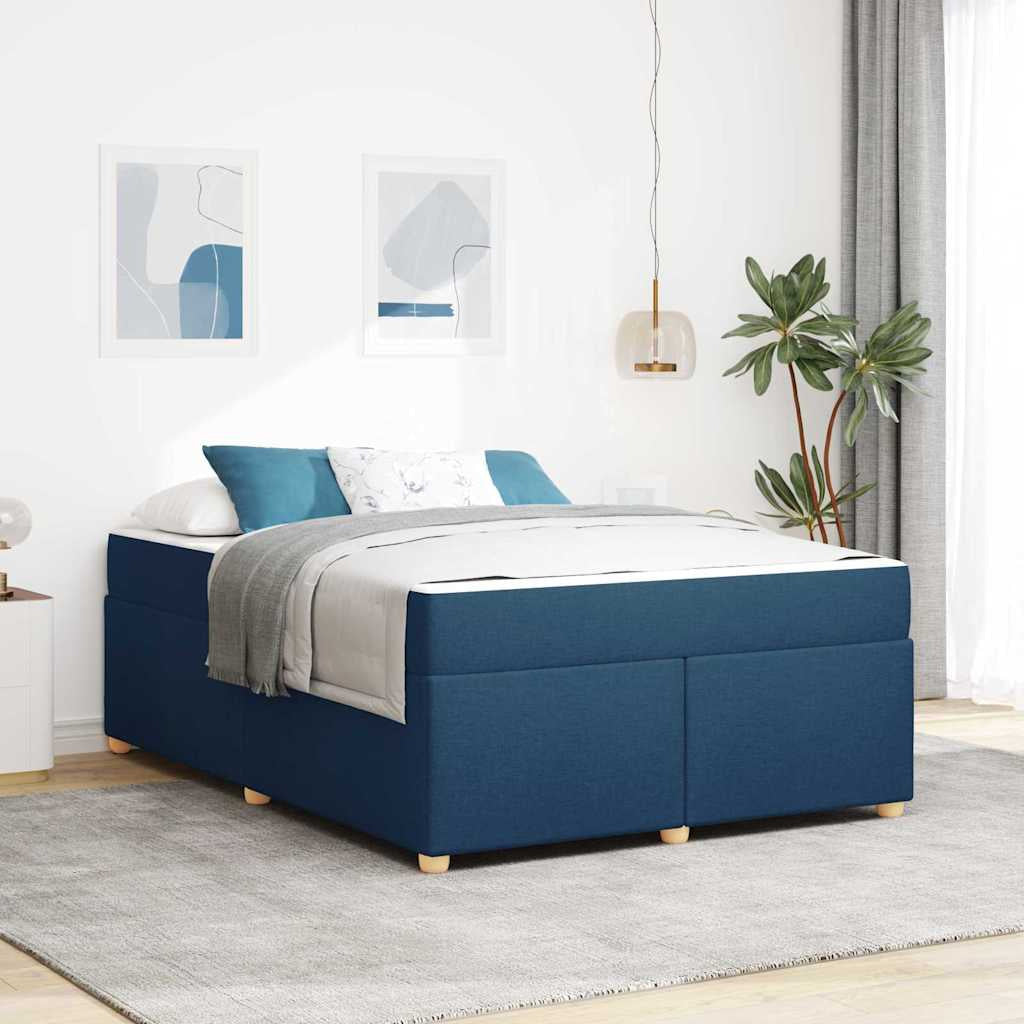 Cadre de lit avec matelas Bleu 140 x 200 cm tissu - XIOS