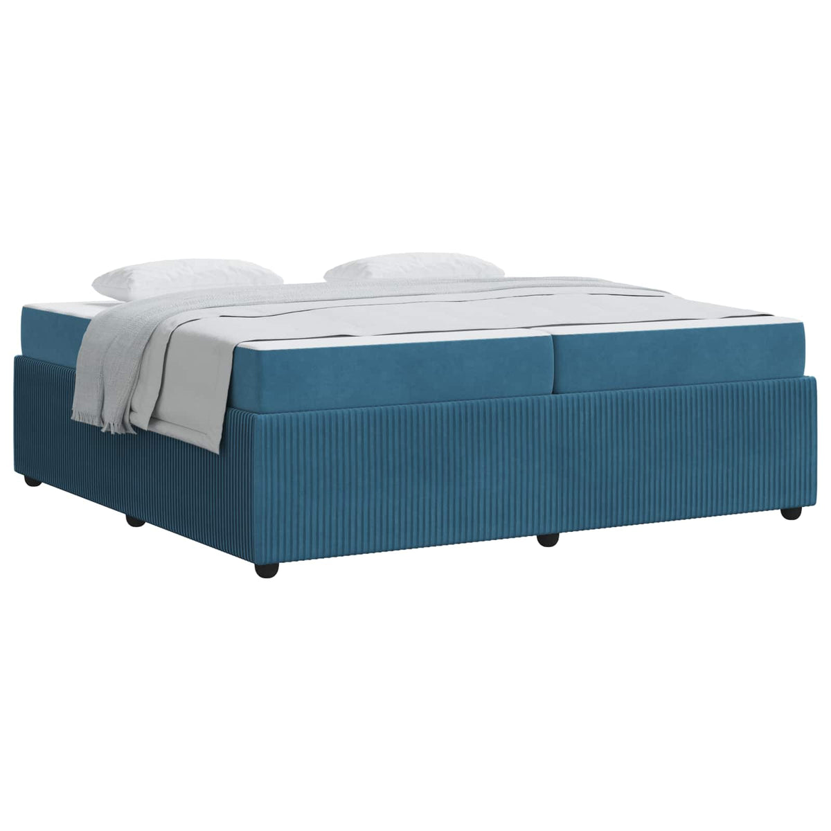 Cadre de lit avec matelas Bleu 200 x 200 cm tissu - XIOS