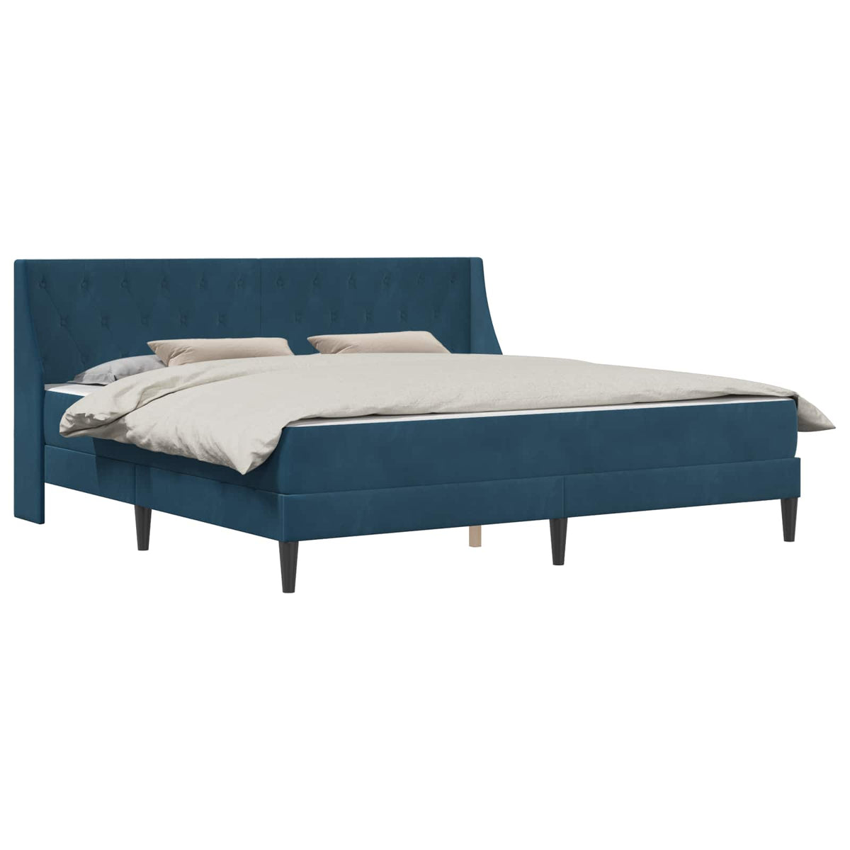 Cadre de lit avec matelas Bleu 200 x 200 cm Velours - XIOS