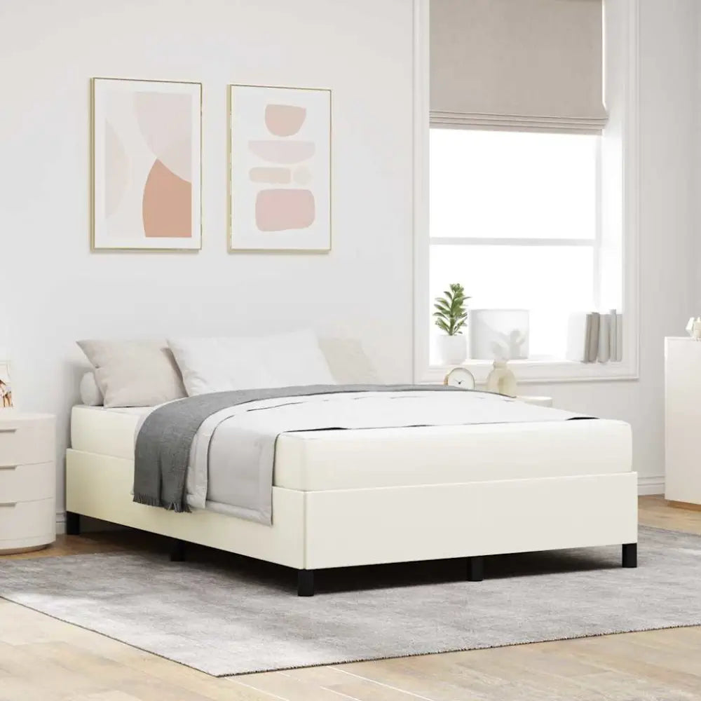 Cadre de lit avec matelas Crème 160 x 200 cm tissu - XIOS