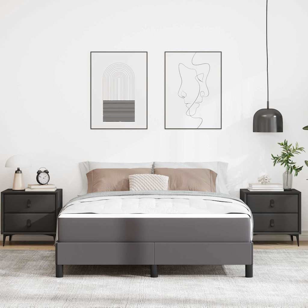 Cadre de lit avec matelas Gris 140 x 200 cm tissu - XIOS