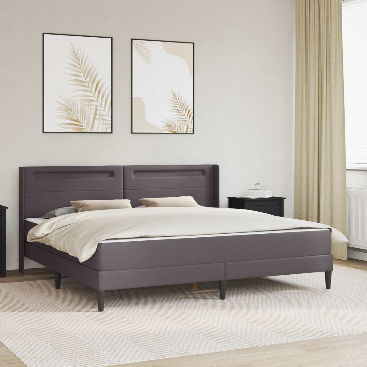 Cadre de lit avec matelas Gris 180 x 200 cm Simili cuir - XIOS