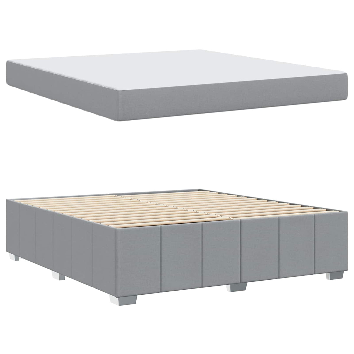 Cadre de lit avec matelas Gris clair 180 x 200 cm tissu - XIOS