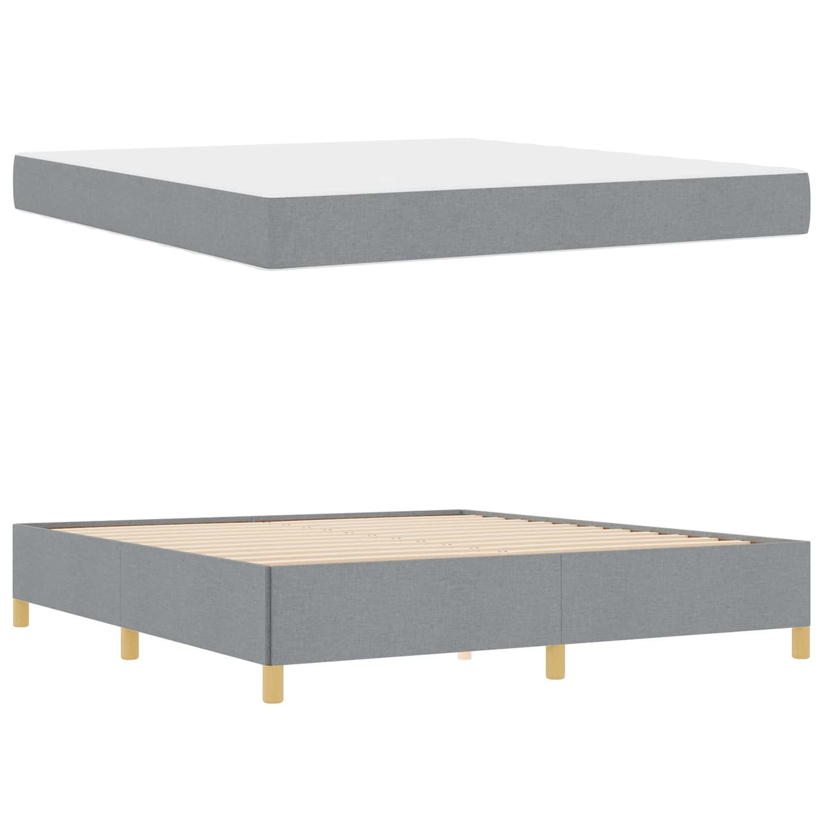 Cadre de lit avec matelas Gris clair 180 x 200 cm tissu - XIOS