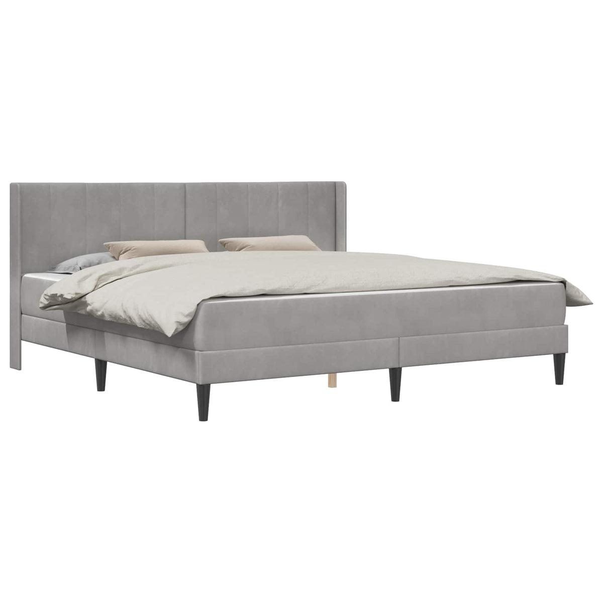 Cadre de lit avec matelas Gris clair 200 x 200 cm Velours - XIOS