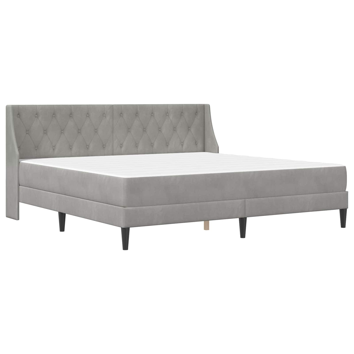 Cadre de lit avec matelas Gris clair 200 x 200 cm Velours - XIOS