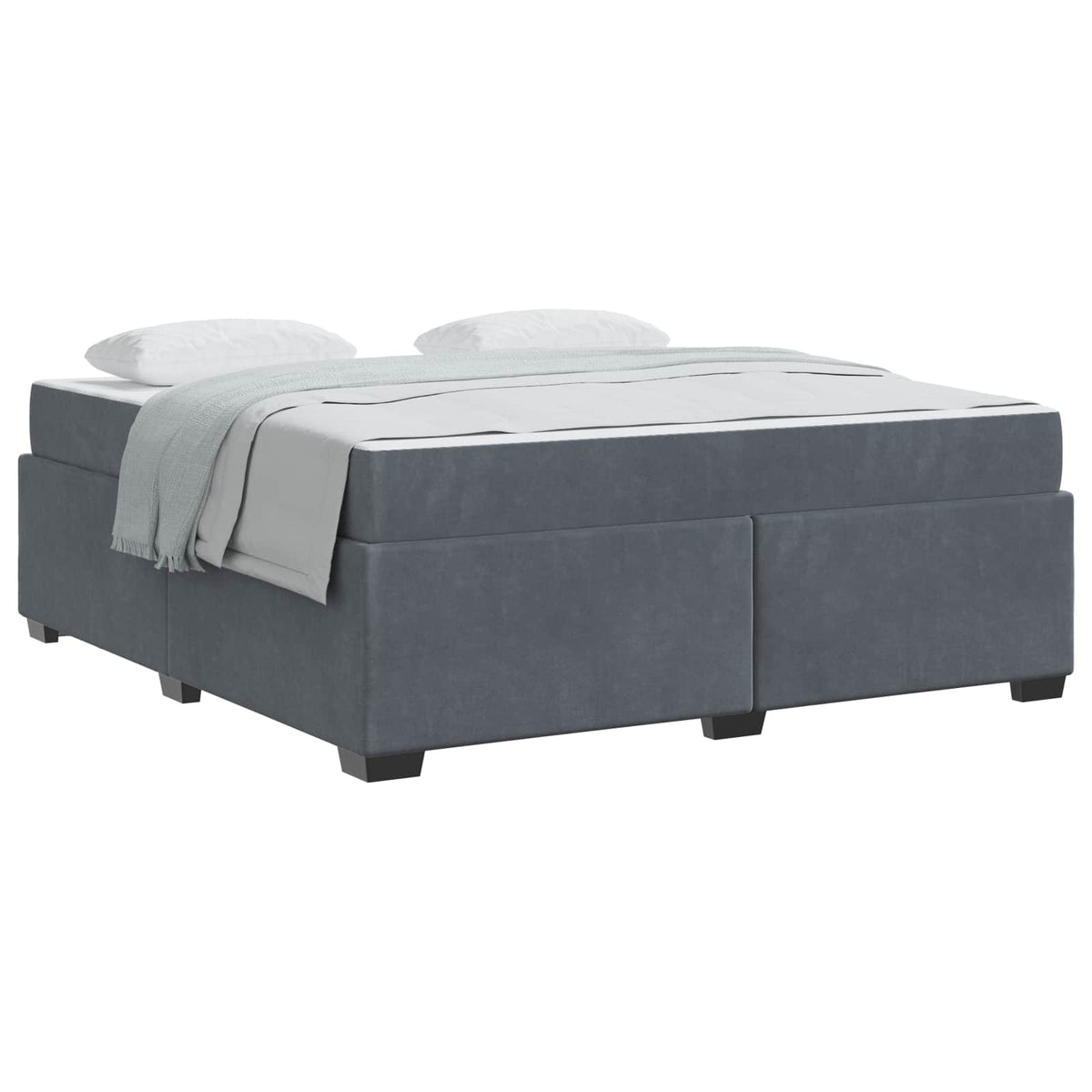 Cadre de lit avec matelas Gris foncé 180 x 200 cm tissu - XIOS