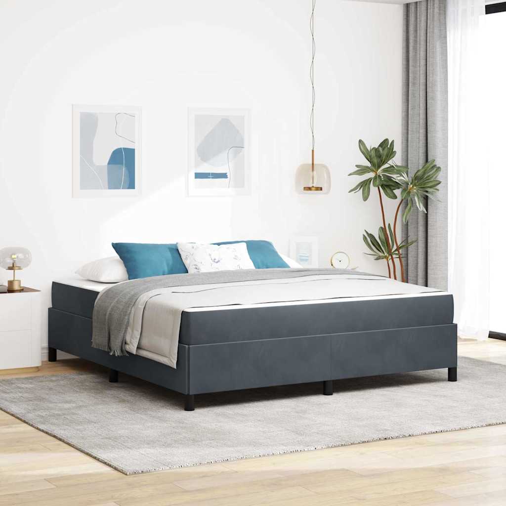 Cadre de lit avec matelas Gris foncé 180 x 200 cm tissu - XIOS