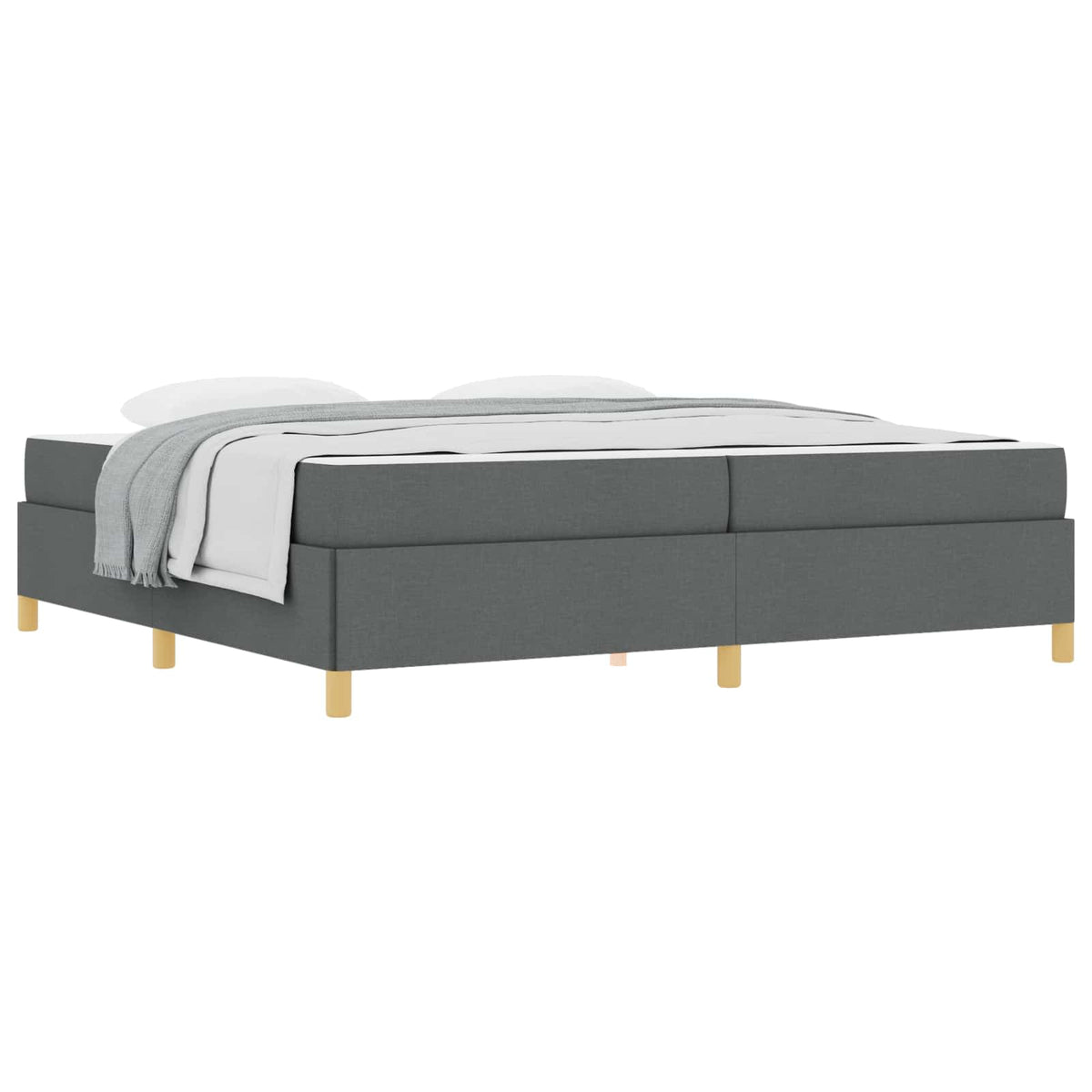Cadre de lit avec matelas Gris foncé 200 x 200 cm tissu - XIOS
