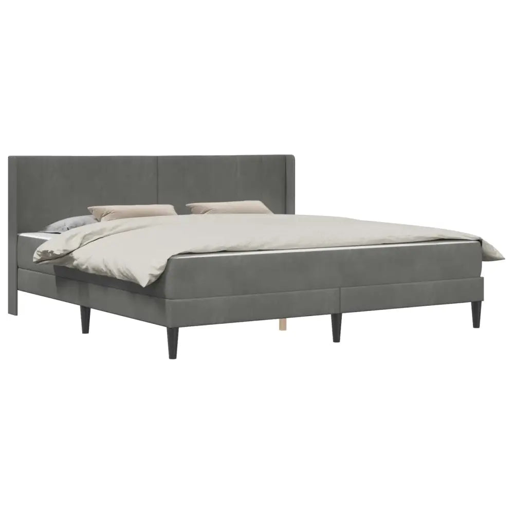 Cadre de lit avec matelas Gris foncé 200 x 200 cm Velours - XIOS