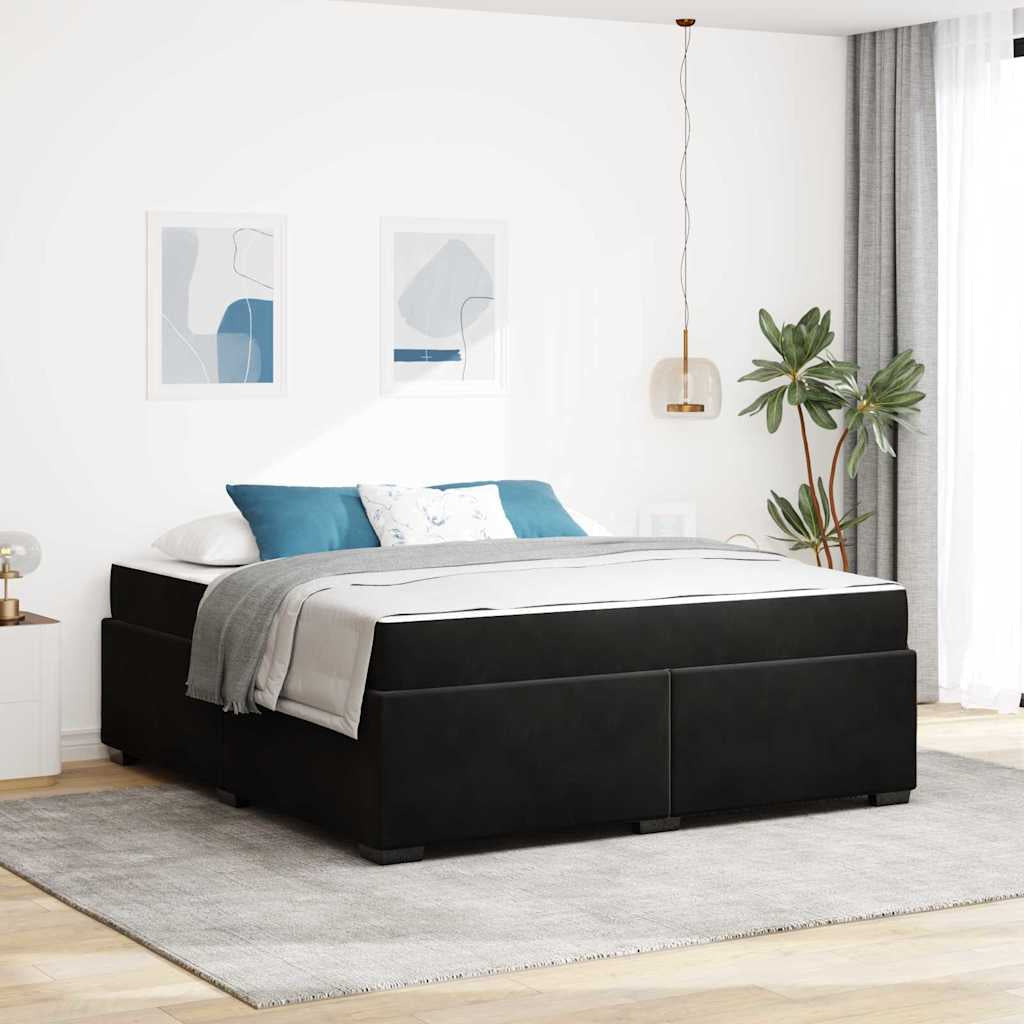 Cadre de lit avec matelas Noir 180 x 200 cm tissu - XIOS