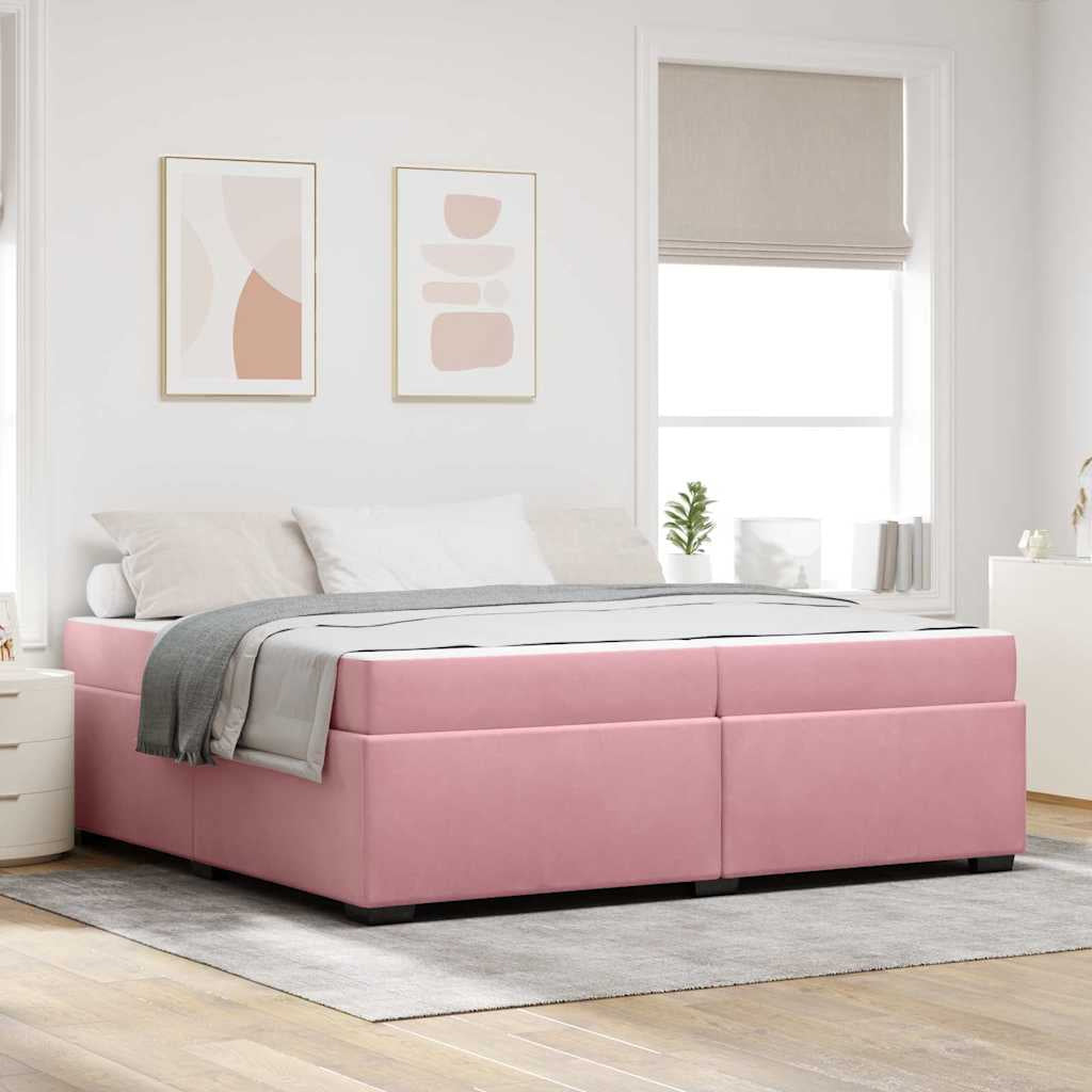 Cadre de lit avec matelas Rose 200 x 200 cm tissu - XIOS