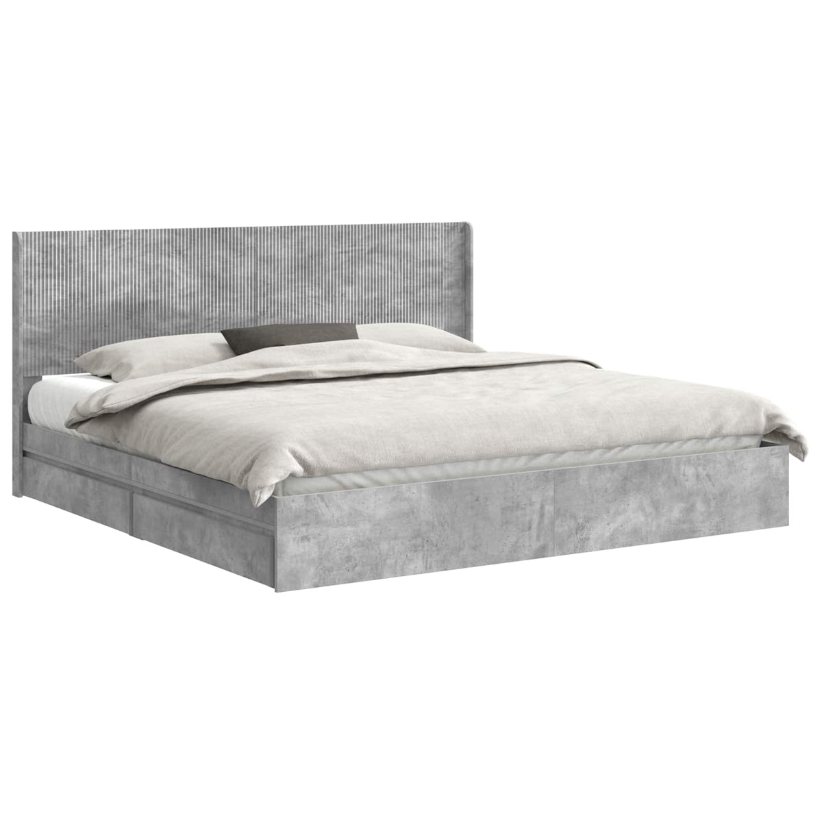 Cadre de lit avec rangement et tête de lit Gris béton - XIOS