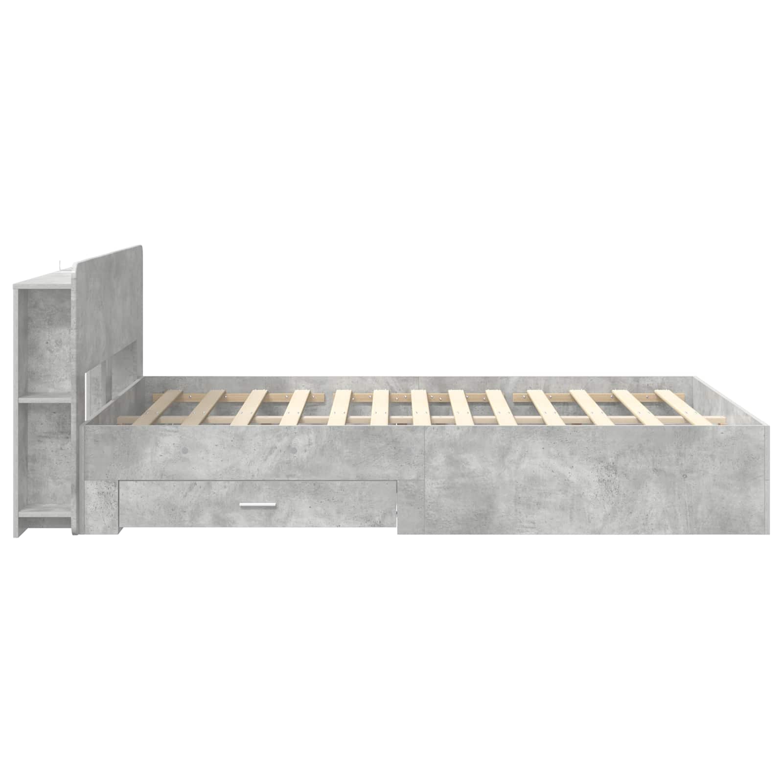 Cadre de lit avec rangement Gris béton 160 x 200 cm - XIOS
