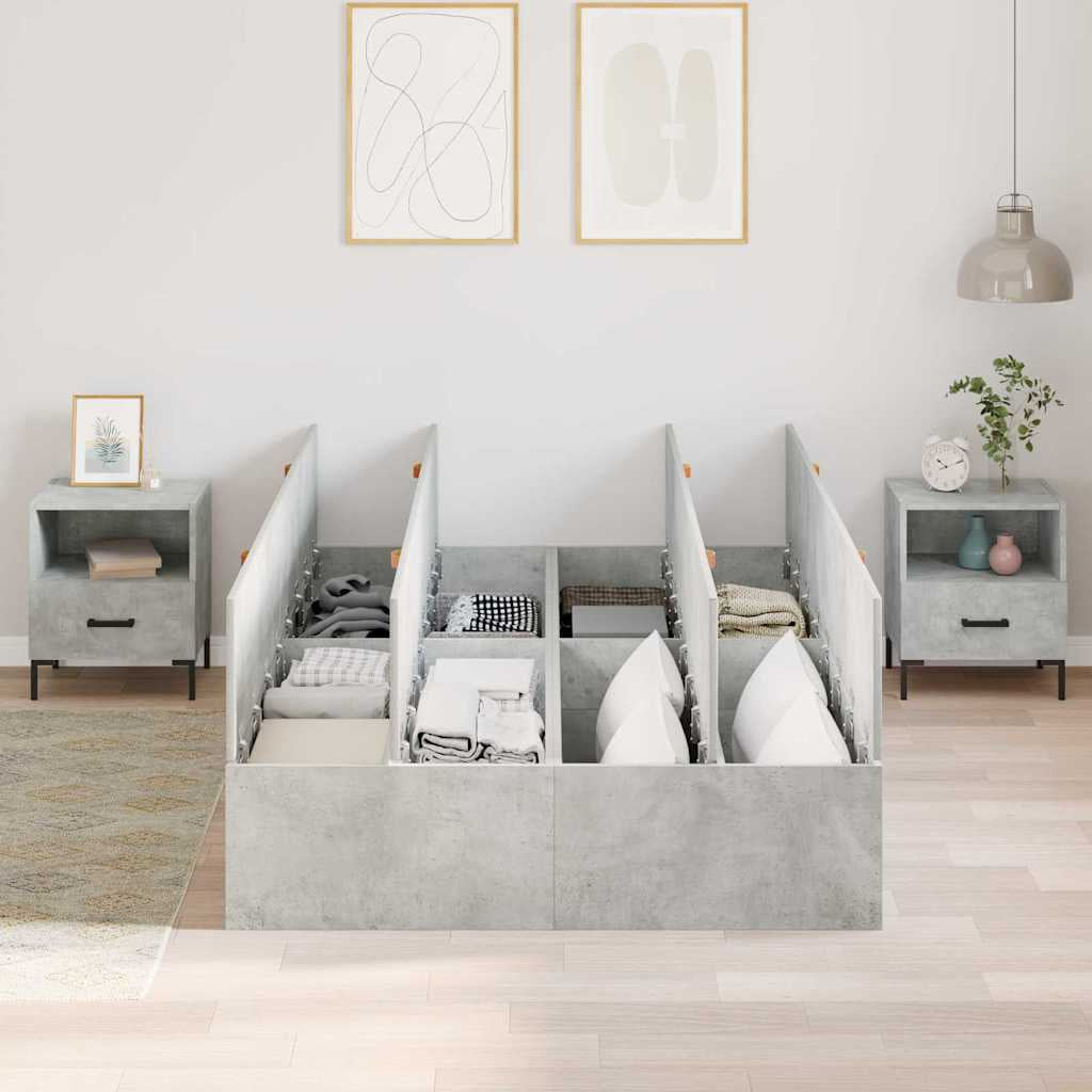Cadre de lit avec rangement avec porte Gris béton 120 x 190 cm - XIOS