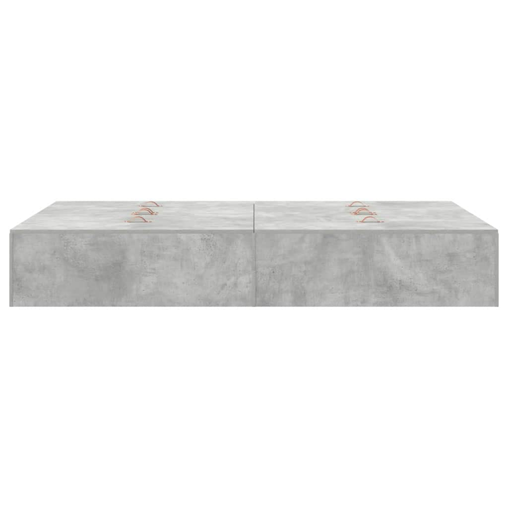 Cadre de lit avec rangement avec porte Gris béton 120 x 190 cm - XIOS