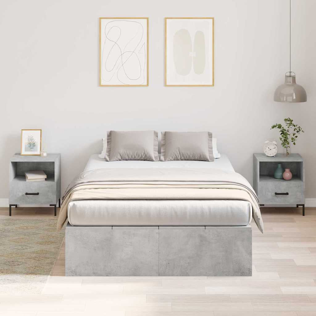 Cadre de lit avec rangement avec porte Gris béton 120 x 190 cm - XIOS
