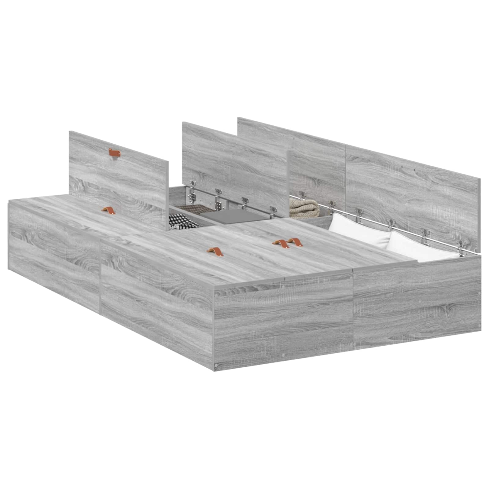 Cadre de lit avec rangement avec porte Gris Sonoma 120 x 190 cm - XIOS