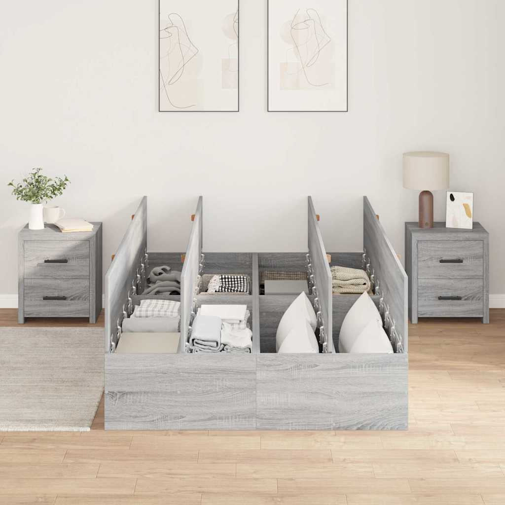 Cadre de lit avec rangement avec porte Gris Sonoma 120 x 190 cm - XIOS