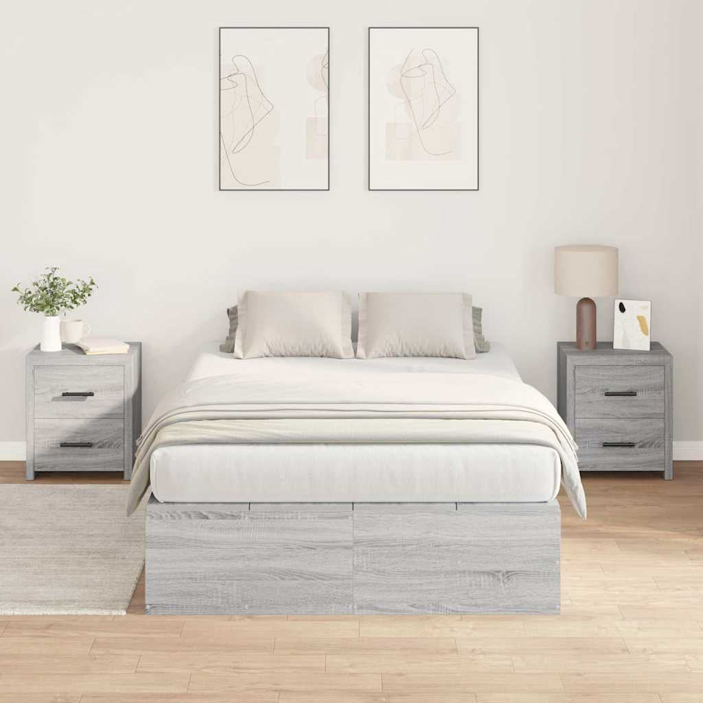 Cadre de lit avec rangement avec porte Gris Sonoma 120 x 190 cm - XIOS
